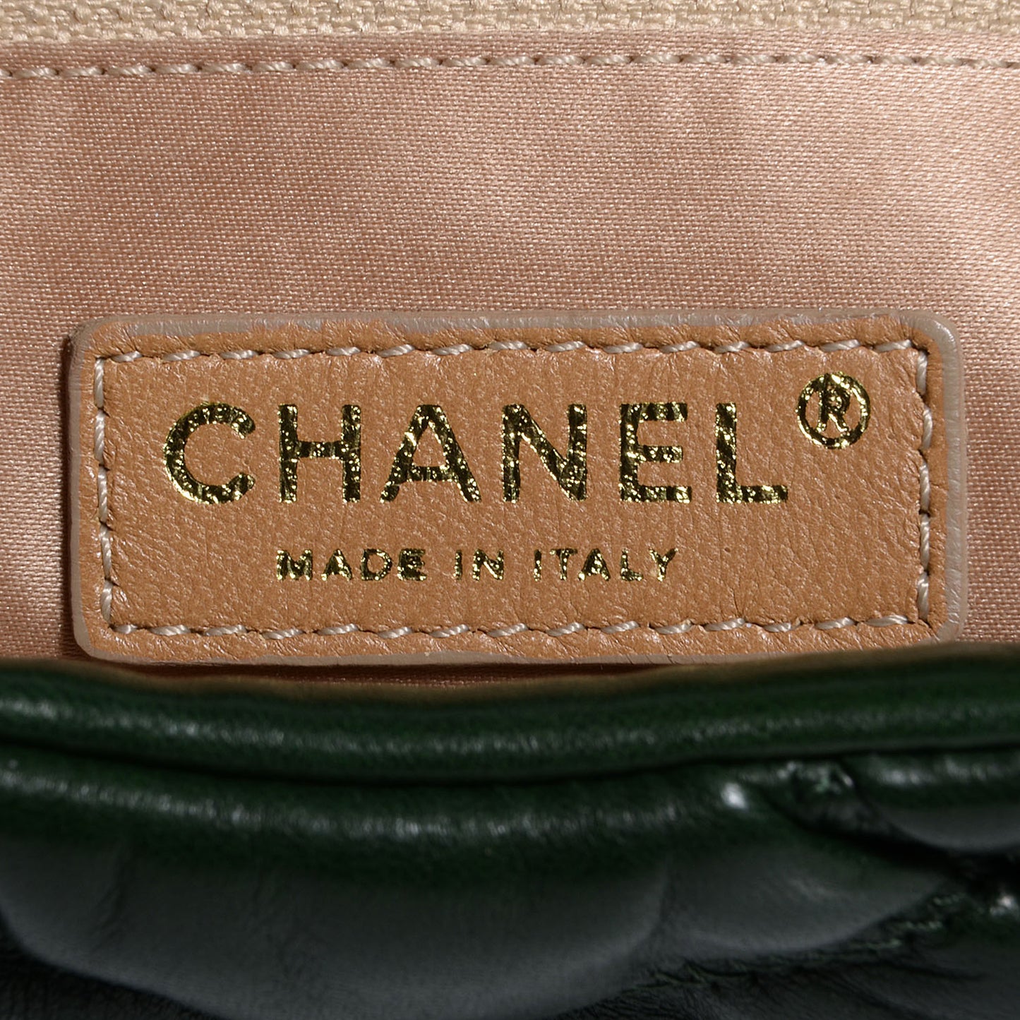 Lambskin Bubble Quilt Flap Green