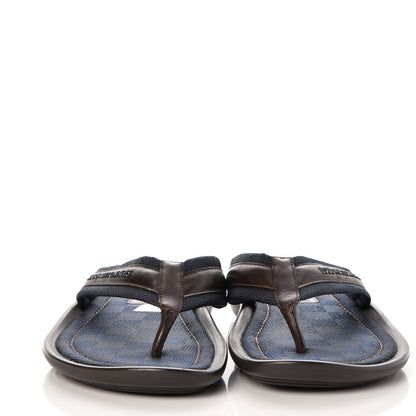 Louis Vuitton Mens Canvas Damier Tulum Thong Sandals 11 Navy Brown 2 of 8