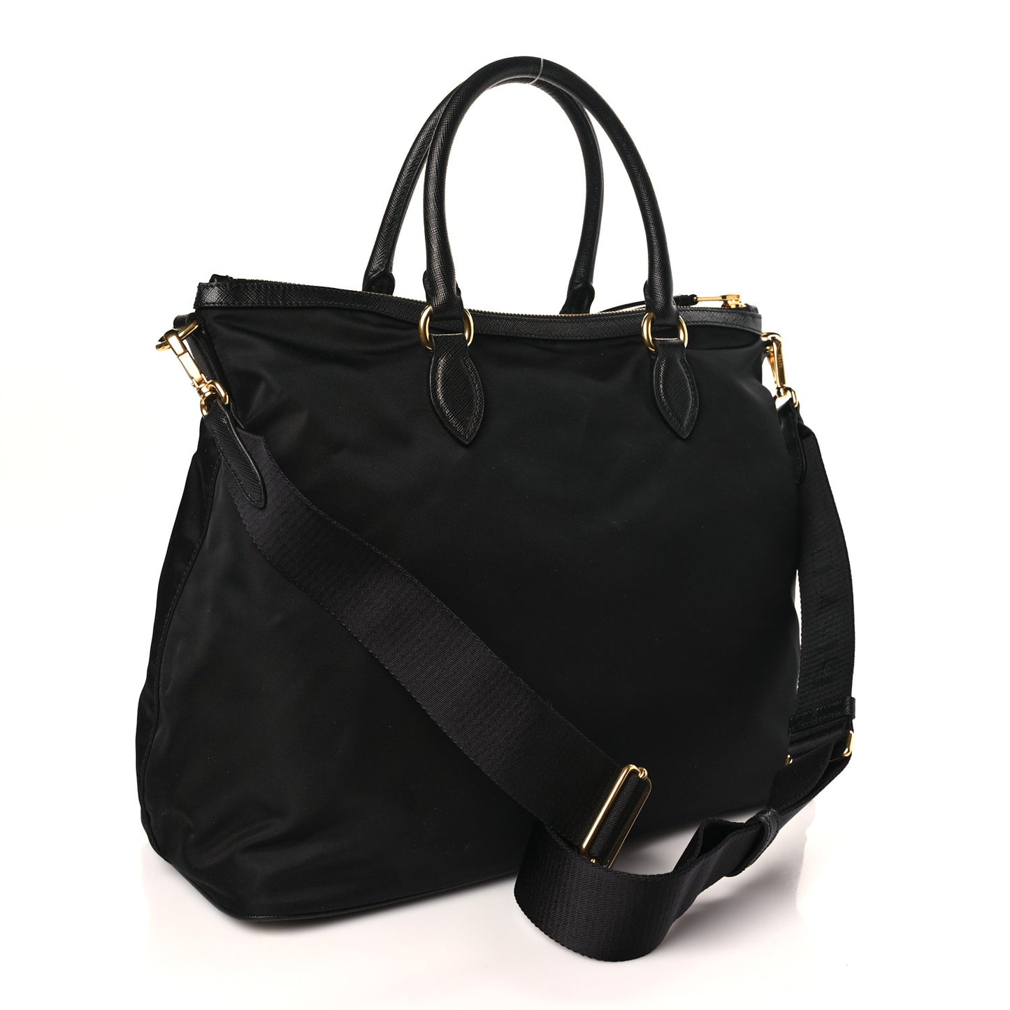 Tessuto Nylon Saffiano Satchel Black