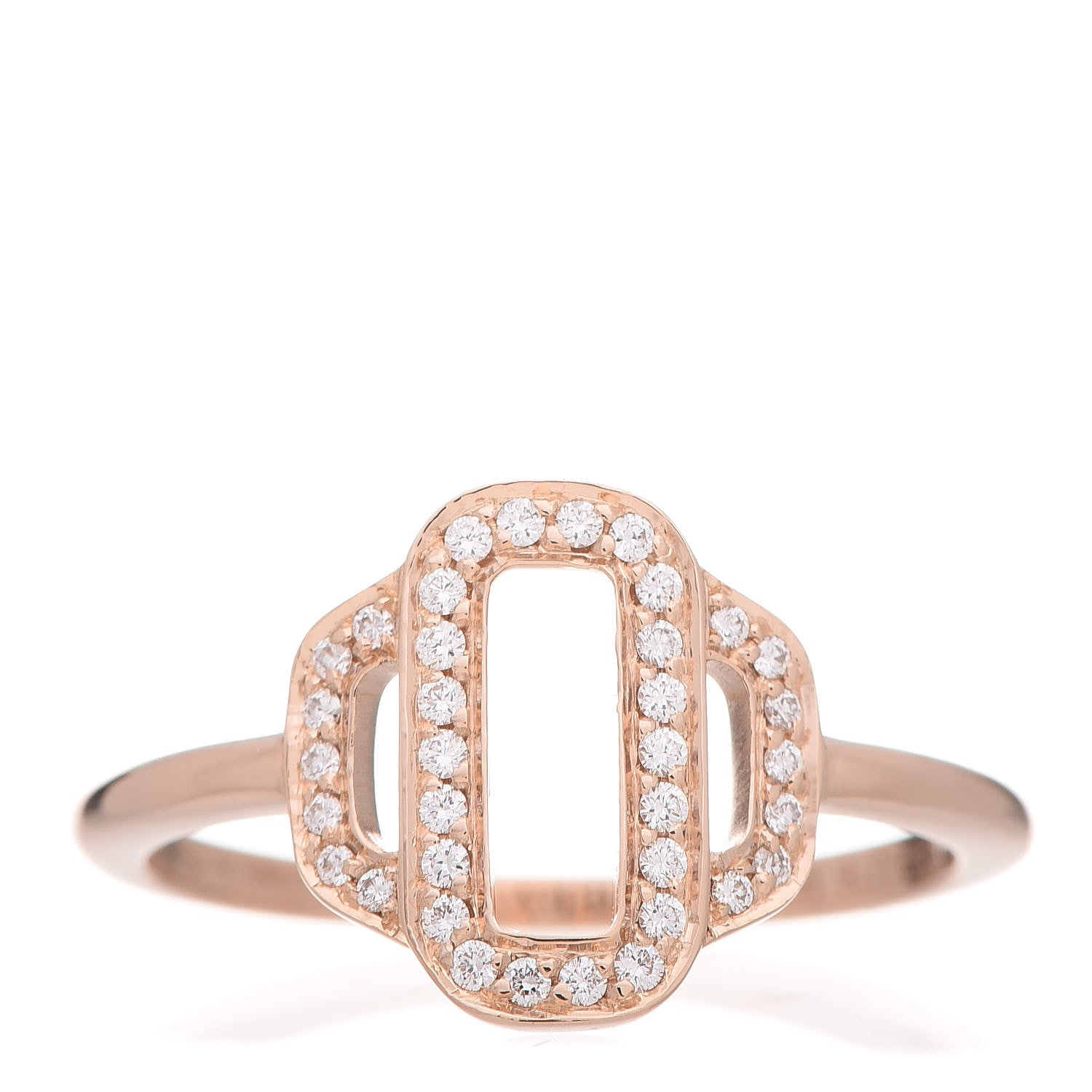 Hermes 18K Rose Gold Diamond Attelage Ring 50 5.25 1 of 8