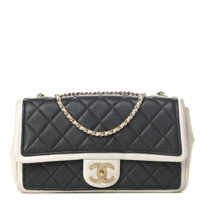 Chanel Calfskin Quilted Medium Graphic Flap Black White 1 of 13