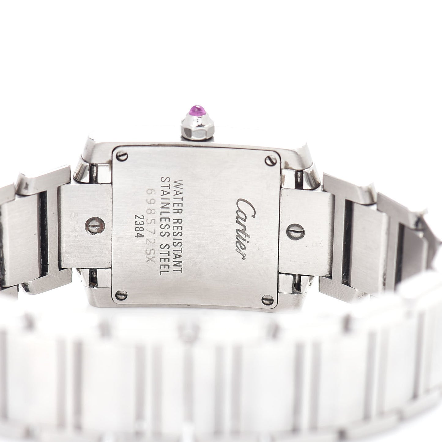 Stainless Steel Pink Mother of Pearl 20mm Tank Francaise Quartz Watch