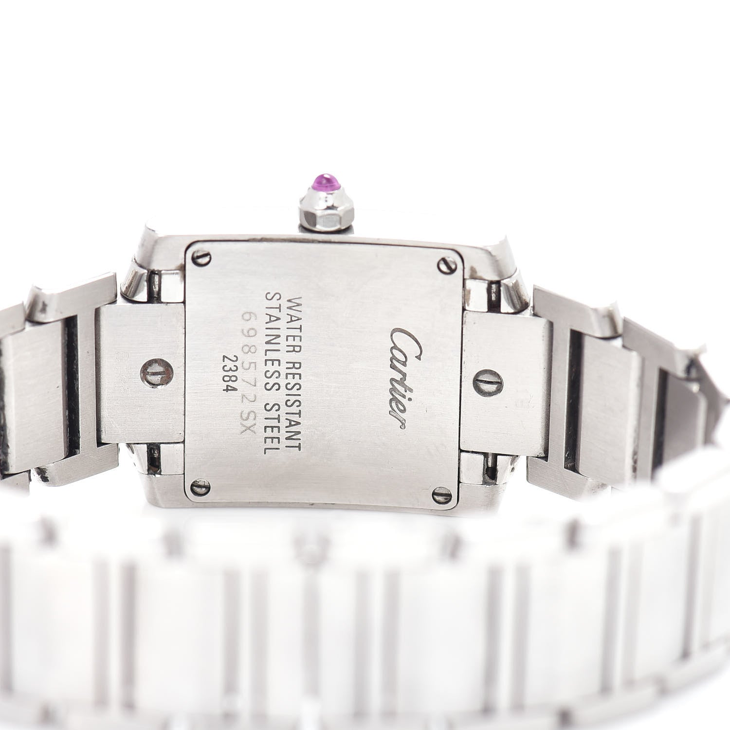Cartier Stainless Steel Pink Mother of Pearl 20mm Tank Francaise Quartz Watch 4 of 4