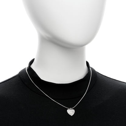 Christian Dior Metal Crystal Logo Heart Pendant Necklace Silver 2 of 5