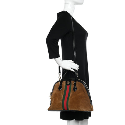 Gucci Suede Patent Web Medium Ophidia Top Handle Dome Bag Nocciola Black 2 of 10