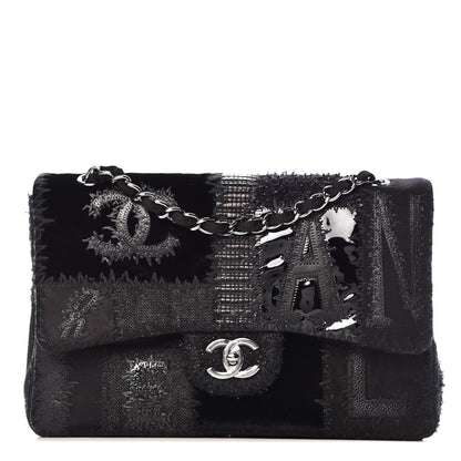 Chanel Tweed Patchwork Jumbo Single Flap Black 1 of 9