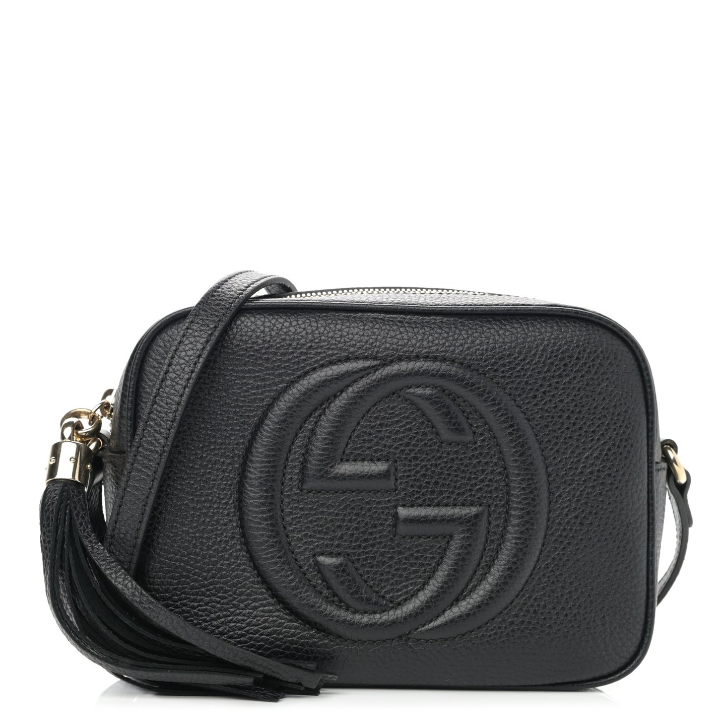 Pebbled Calfskin Small Soho Disco Bag Black