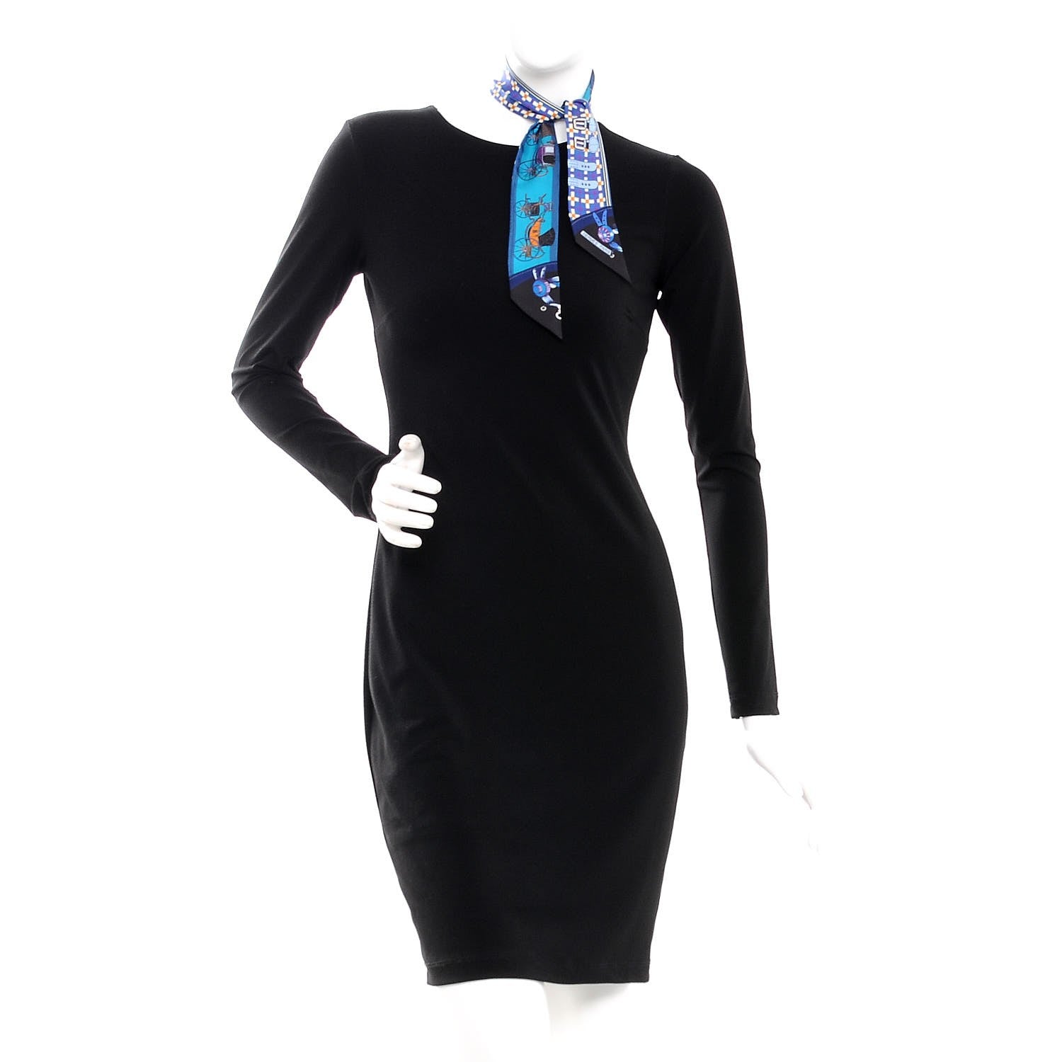 Hermes Silk Voitures Nouvelles Twilly Bleu Roy Canard Black 2 of 4