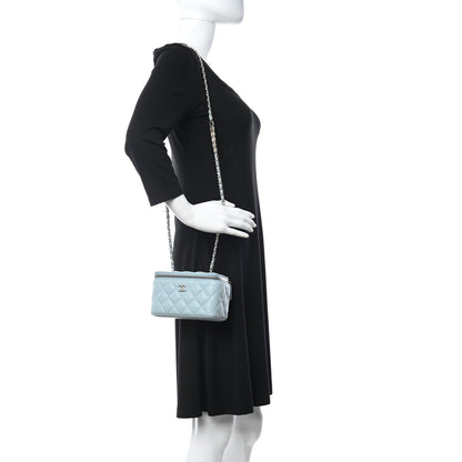 Chanel Caviar Quilted Small Tiny CC Vanity Case With Chain Light Blue 2 of 12
