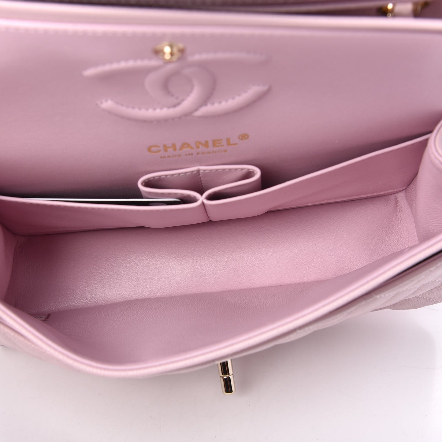 Caviar Quilted Small Double Flap Light Pink