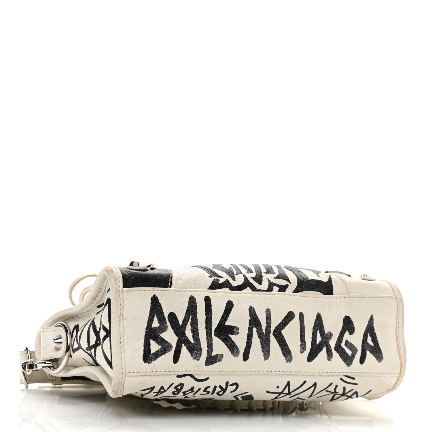 Balenciaga Agneau Arena Graffiti All Over Classic Silver Hardware Mini City White Black 3 of 8