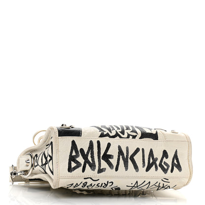 Balenciaga Agneau Arena Graffiti All Over Classic Silver Hardware Mini City White Black 3 of 8