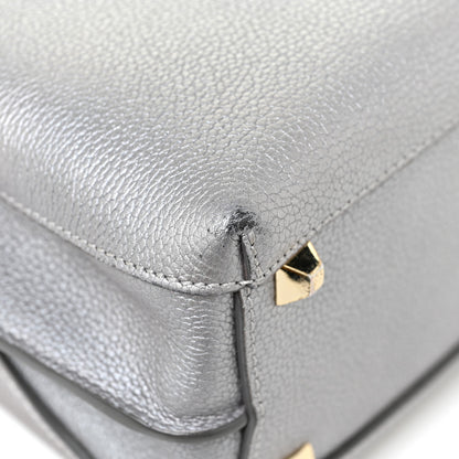 MCM Metallic Grained Calfskin Mini Milla Tote Spike Silver 16 of 21