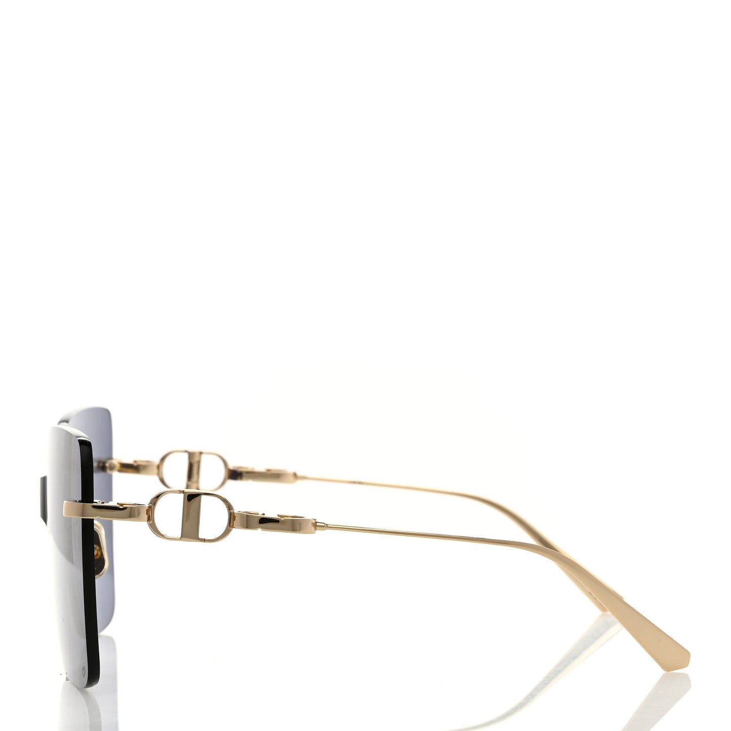Metal CD Chain M1U Shield Sunglasses Gold Dark Blue
