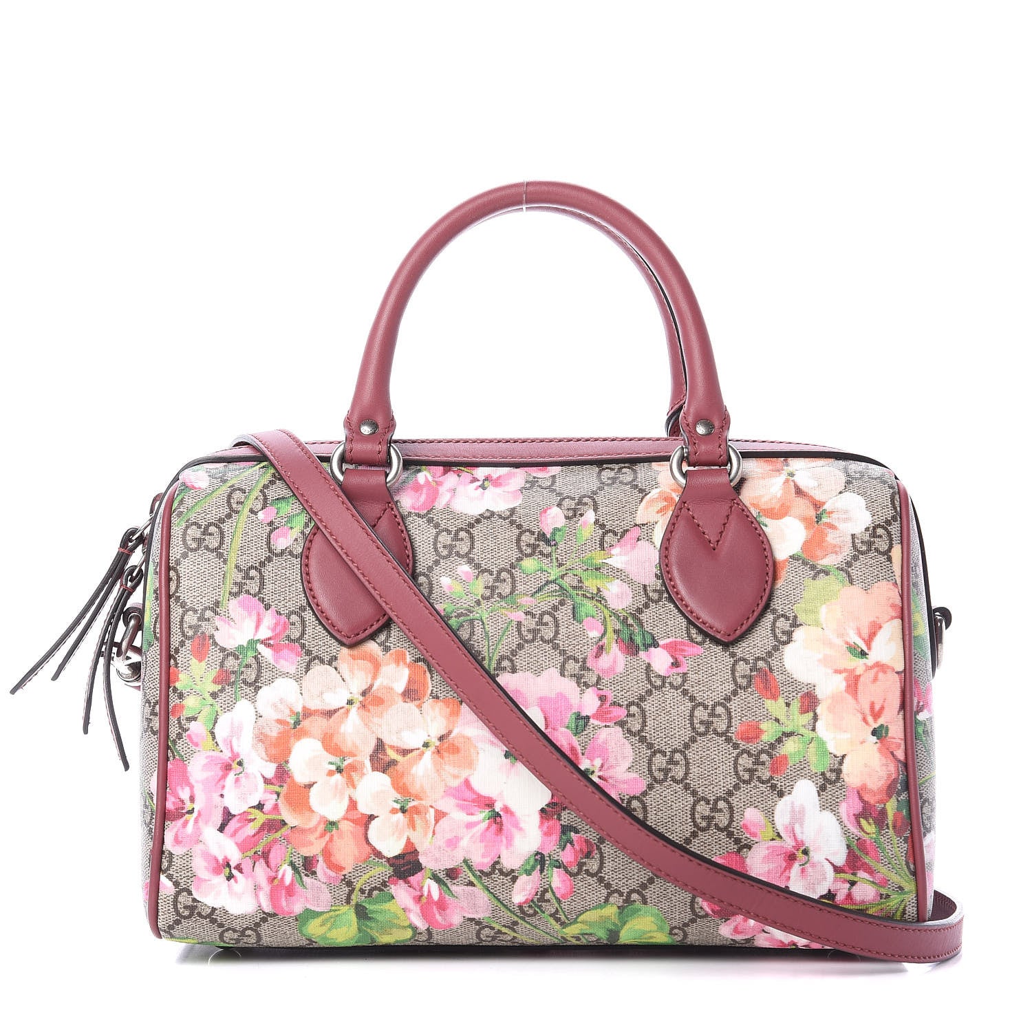 Gucci GG Supreme Monogram Blooms Small Boston Beige Multicolor Dry Rose 1 of 8