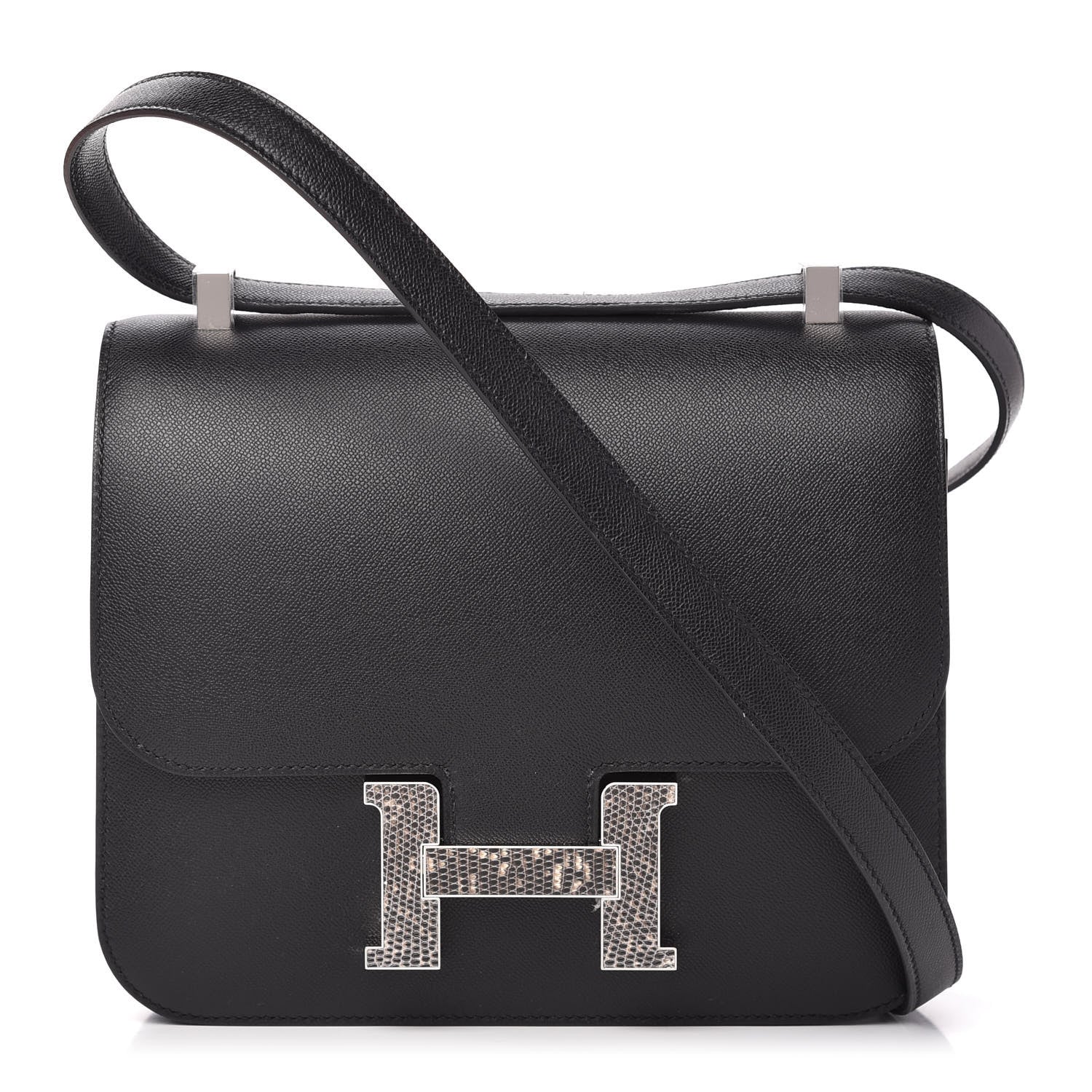 Hermes Grained Monsieur Lizard Constance 24 Black Ombre 1 of 9
