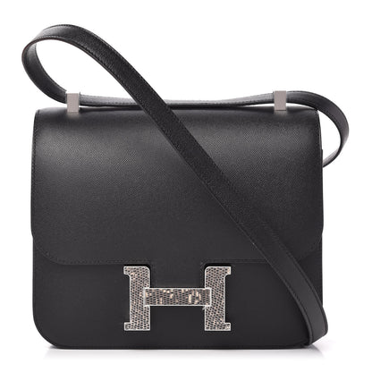 Hermes Grained Monsieur Lizard Constance 24 Black Ombre 1 of 9