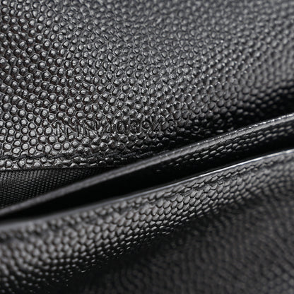 Saint Laurent Grain De Poudre Matelasse Chevron Monogram Compact Tri Fold Wallet Black 7 of 8