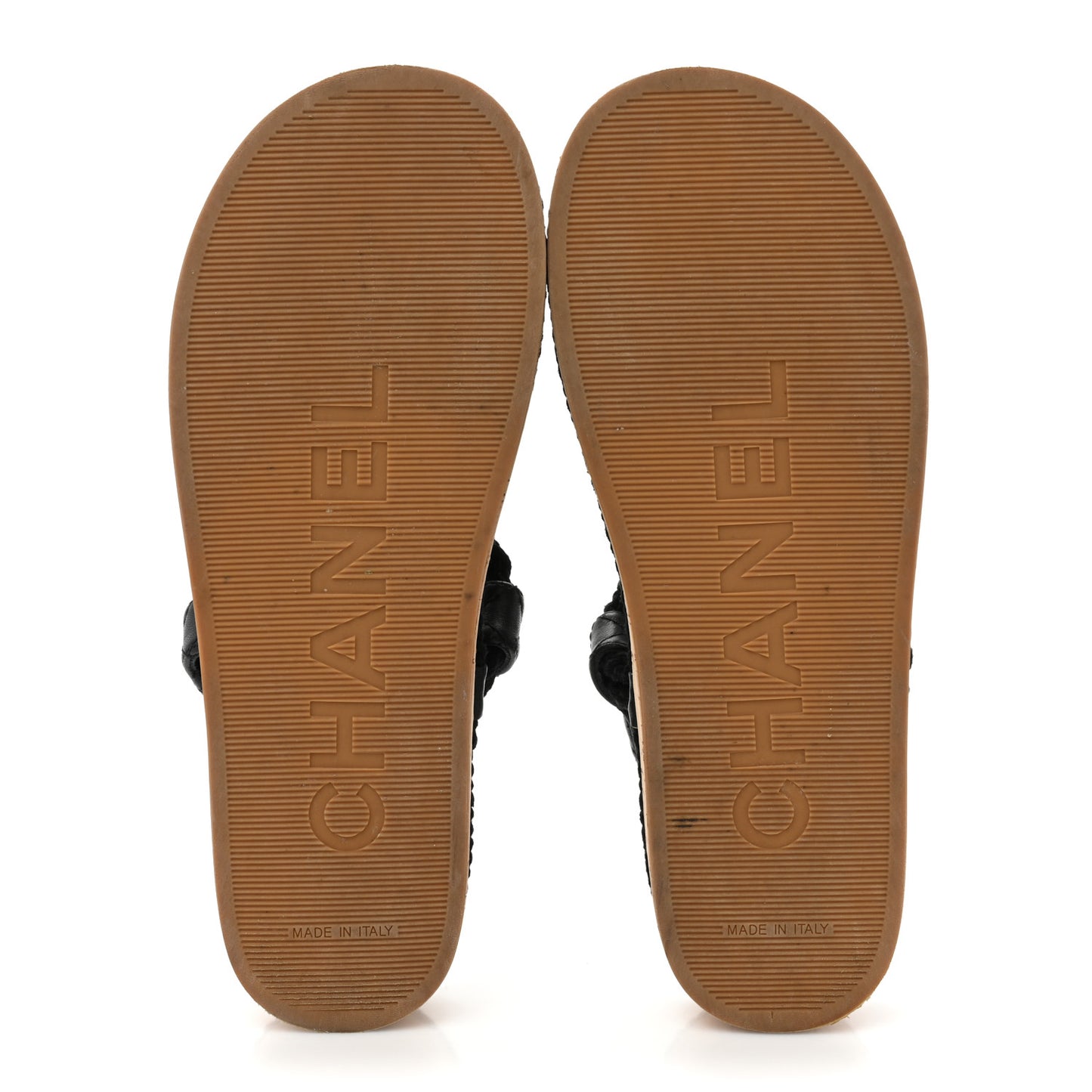 Cord Lambskin Quilted Logo Sandals 39 Black