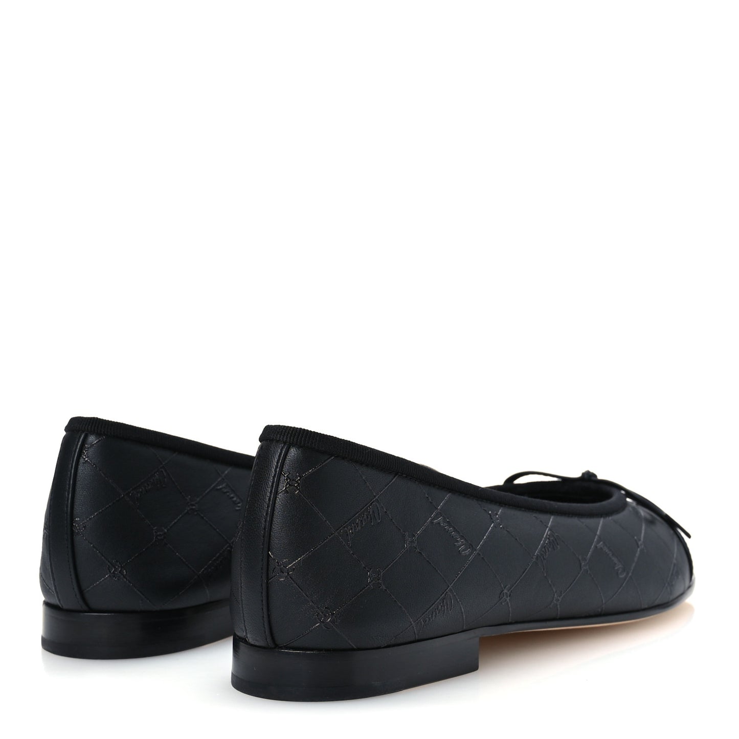 Printed Lambskin Patent Cap Toe Ballerina Flats 39 Black