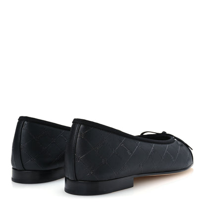 Chanel Printed Lambskin Patent Cap Toe Ballerina Flats 39 Black 5 of 10