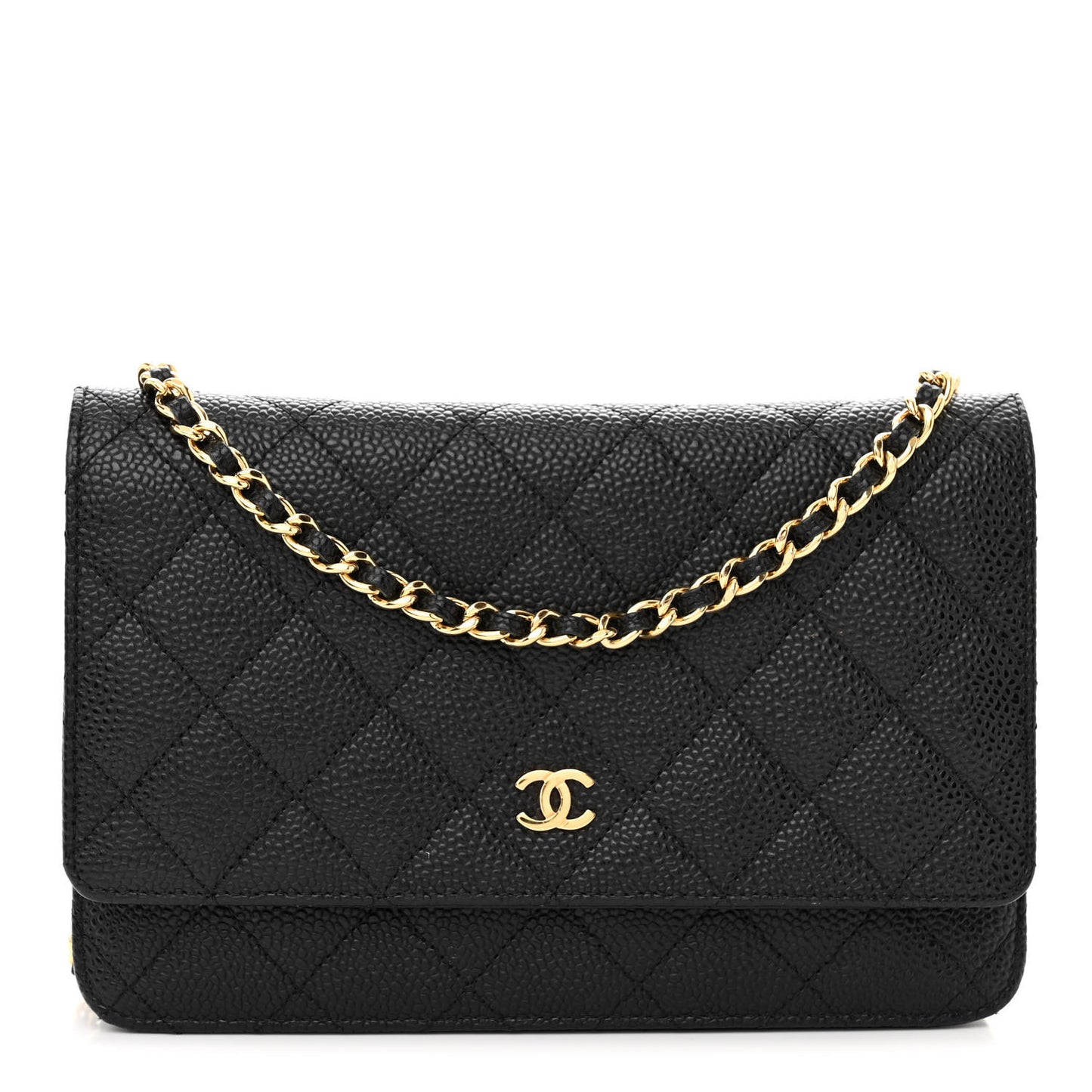 Caviar Quilted Wallet on Chain WOC Black