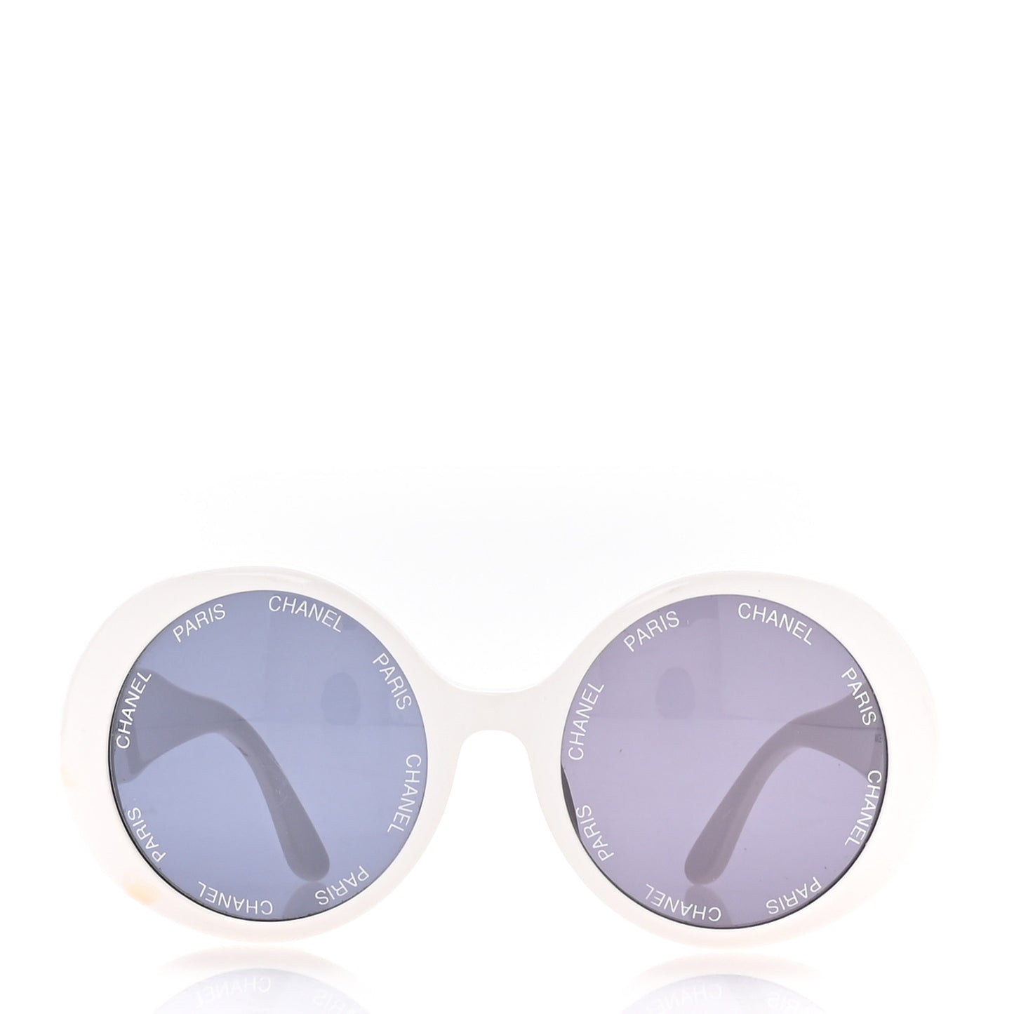 Acetate Logo Round Sunglasses 01949 White