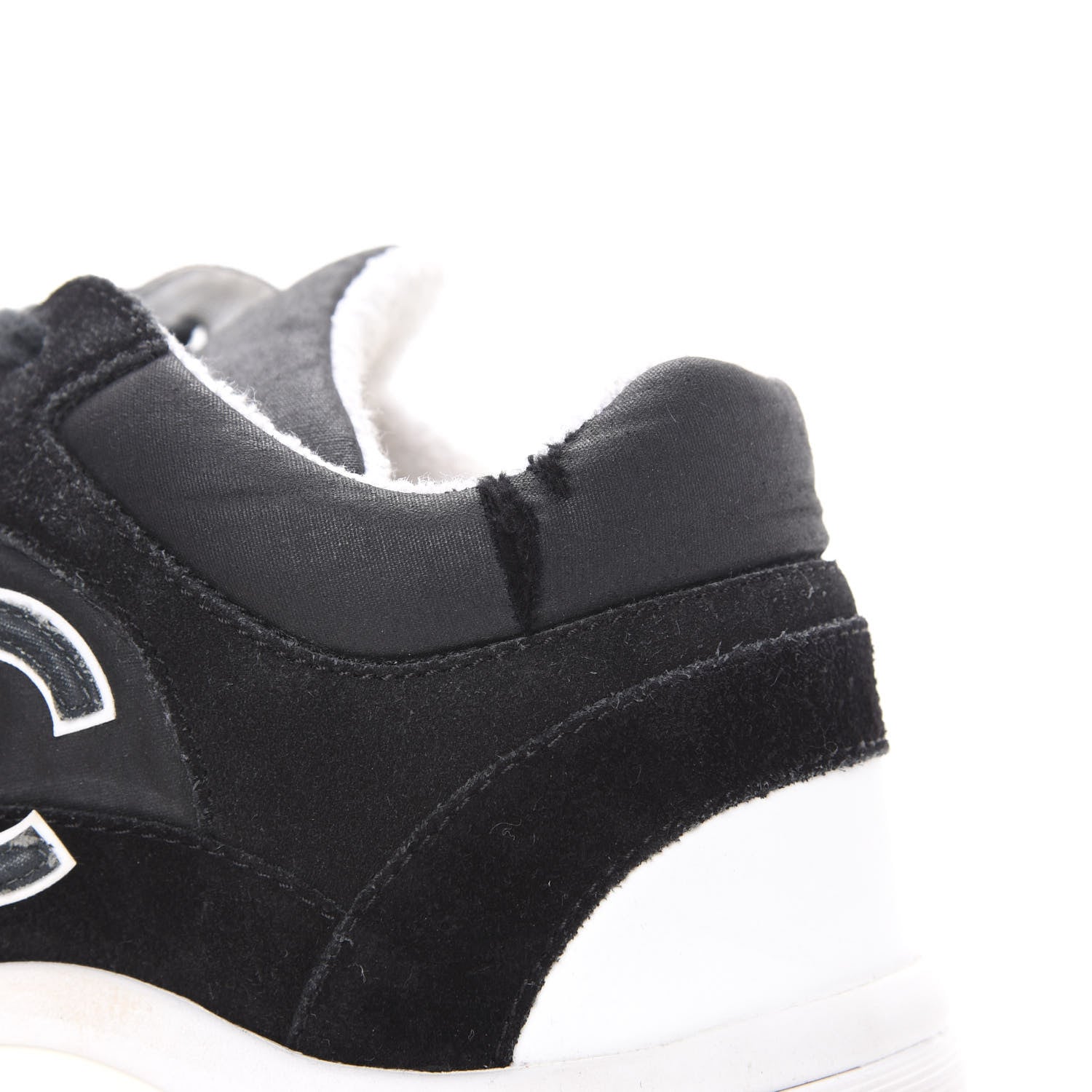 Chanel Lycra Womens CC Sneakers 38.5 Black 6 of 13