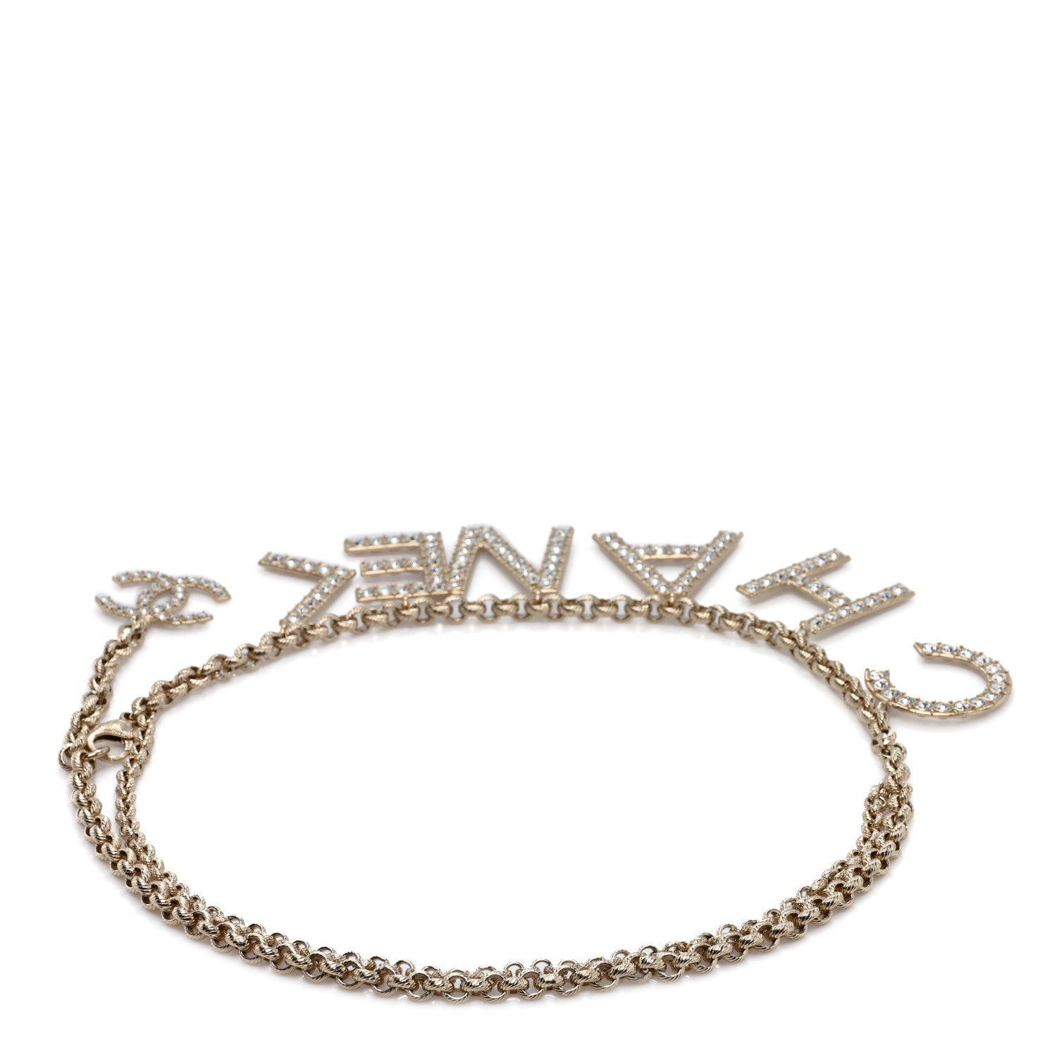 Chanel Metal Crystal 90's Icon Logo Chain Belt Gold 2 of 4