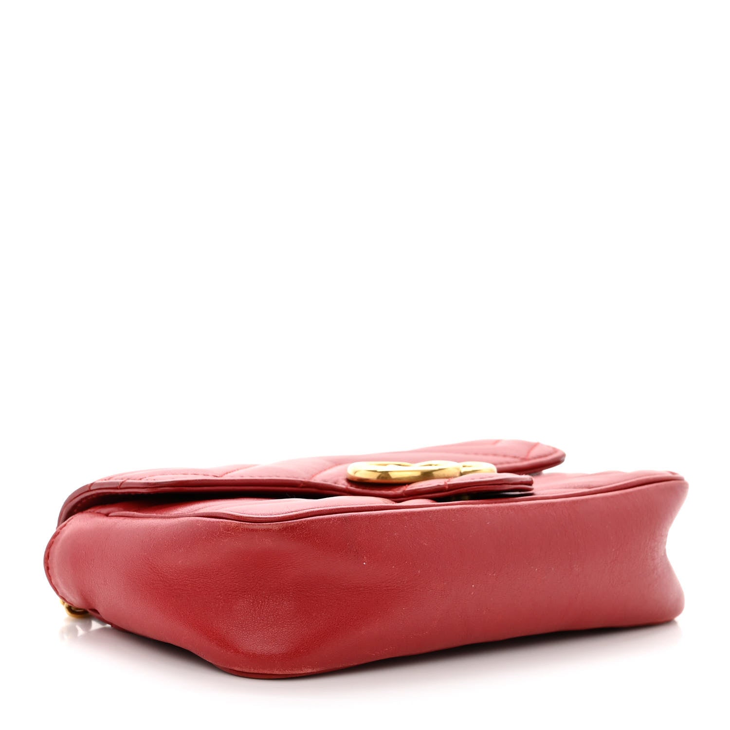 Gucci Calfskin Matelasse Super Mini GG Marmont Shoulder Bag Hibiscus Red 4 of 10