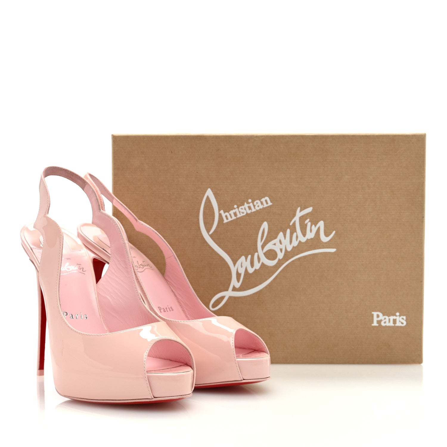 Christian Louboutin Patent Hot Chick Slingback Alta Platform Peep