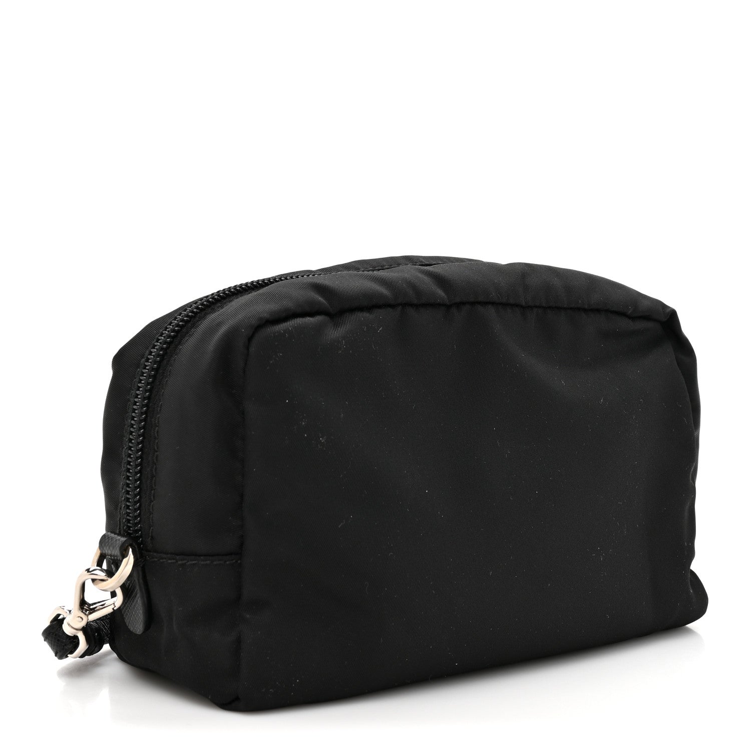 Prada Tessuto Nylon Vela Saffiano Metal Triangle Logo Wristlet Pouch Black 3 of 8