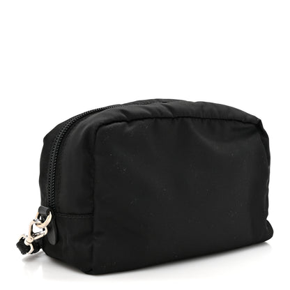 Prada Tessuto Nylon Vela Saffiano Metal Triangle Logo Wristlet Pouch Black 3 of 8