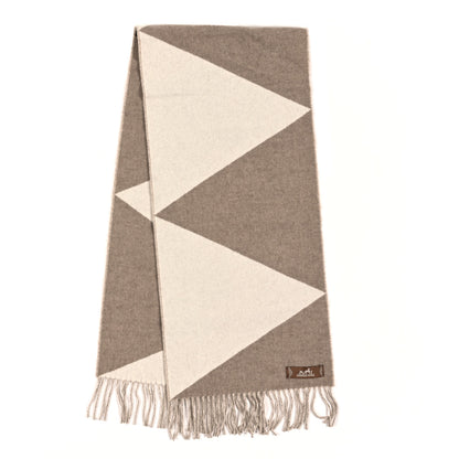 Hermes Cashmere Casaque Zig Zag Muffler Etoupe Ivory 2 of 3
