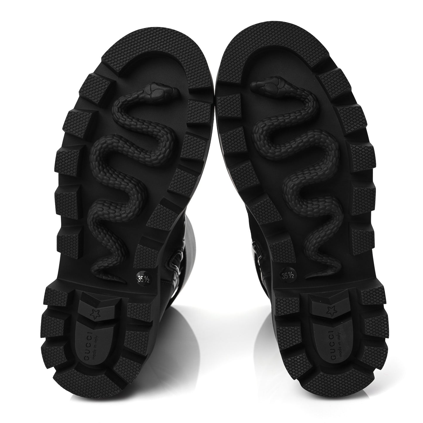 Nappa Frances GG Matelasse Platform Combat Boots 35.5 Black
