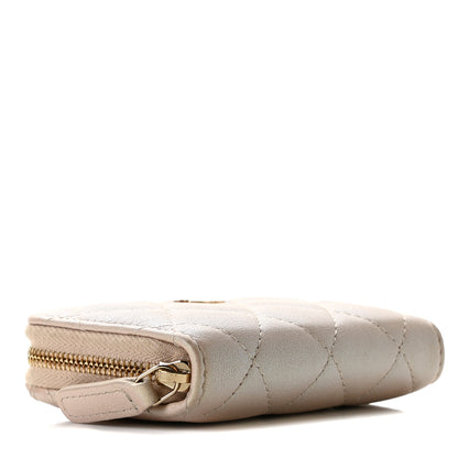 Chanel Iridescent Caviar Quilted Zip Around Coin Purse Beige 3 of 11