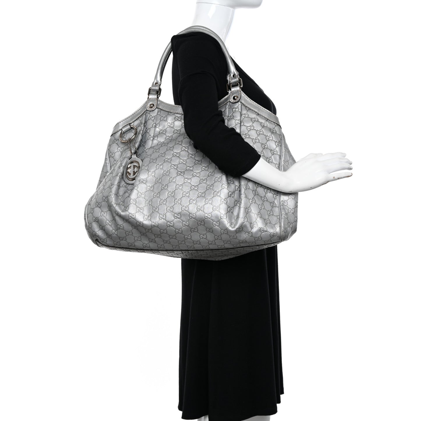 Guccissima Large Sukey Tote Silver