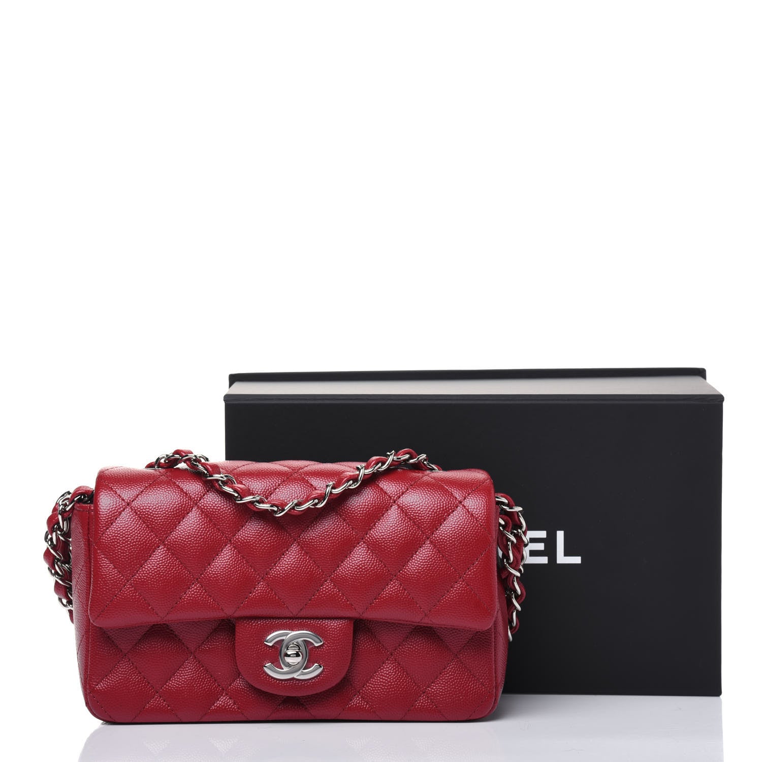 Chanel Caviar Quilted Mini Rectangular Flap Red 11 of 11
