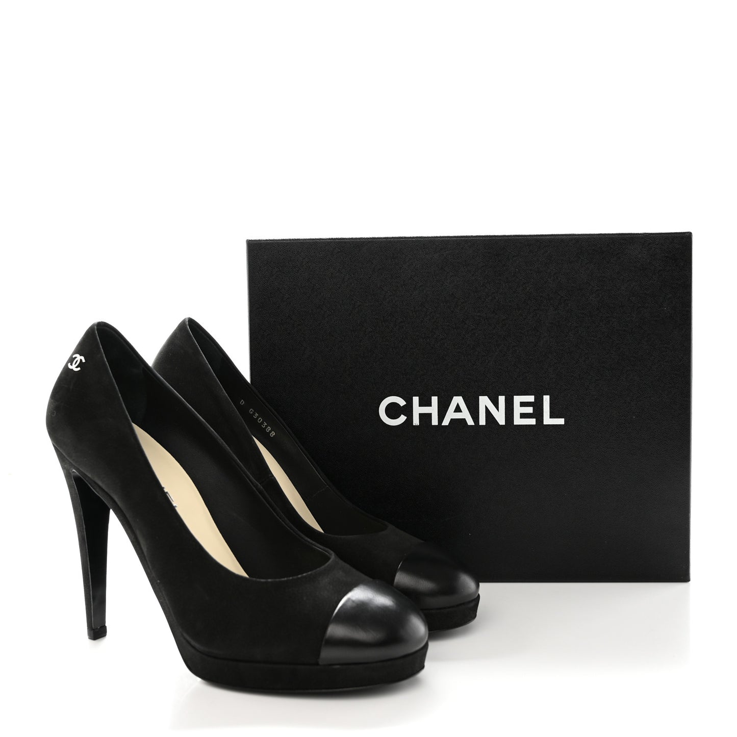 Suede Calfskin Cap Toe CC Pumps 39.5 Black