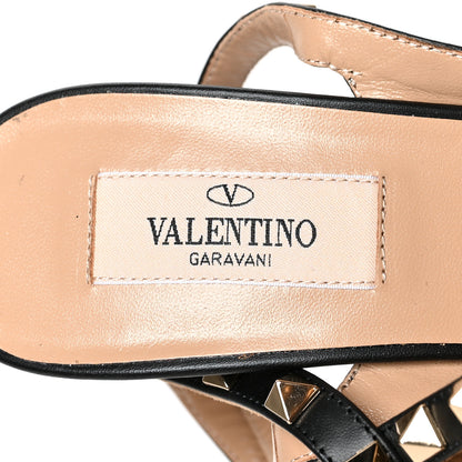Valentino Garavani Pebbled Calfskin Rockstud Ankle Strap 100mm Pumps 38.5 Black 7 of 8