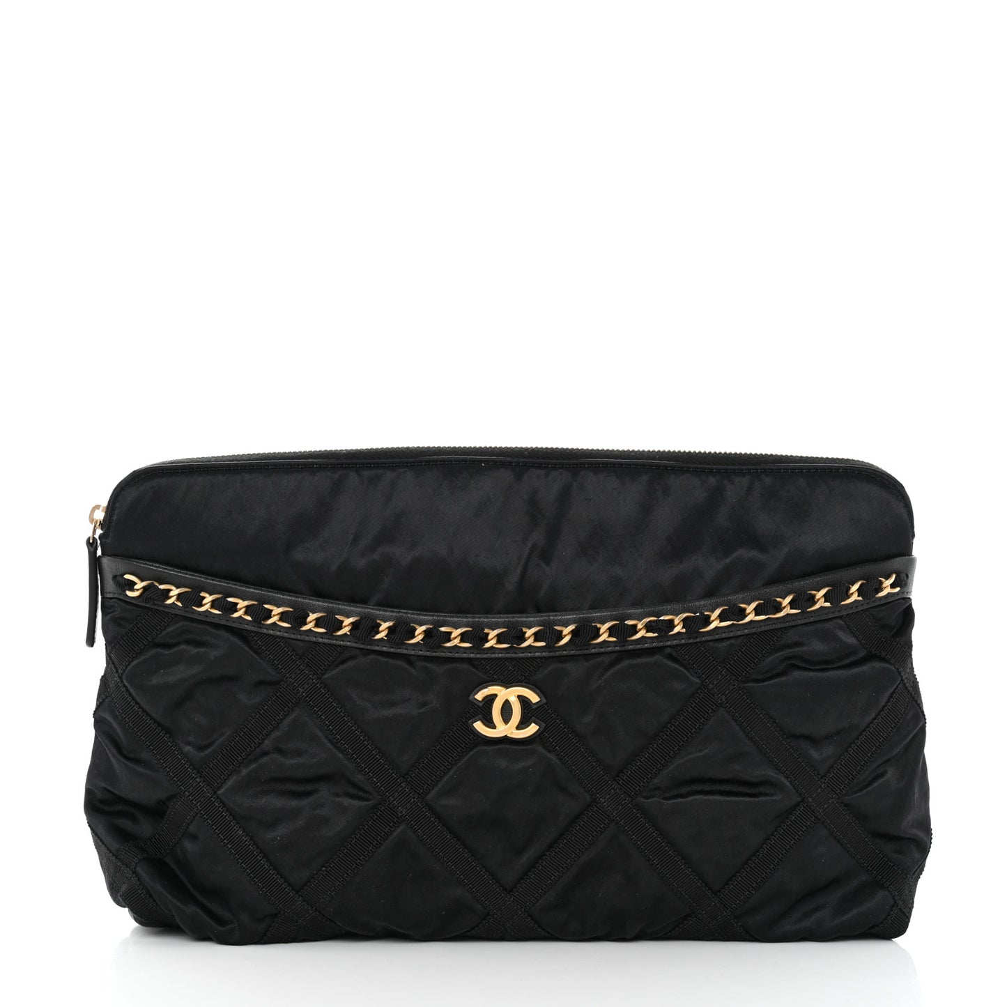 Nylon Grosgrain Large Lifestyle Pouch With Foldable Tote Black