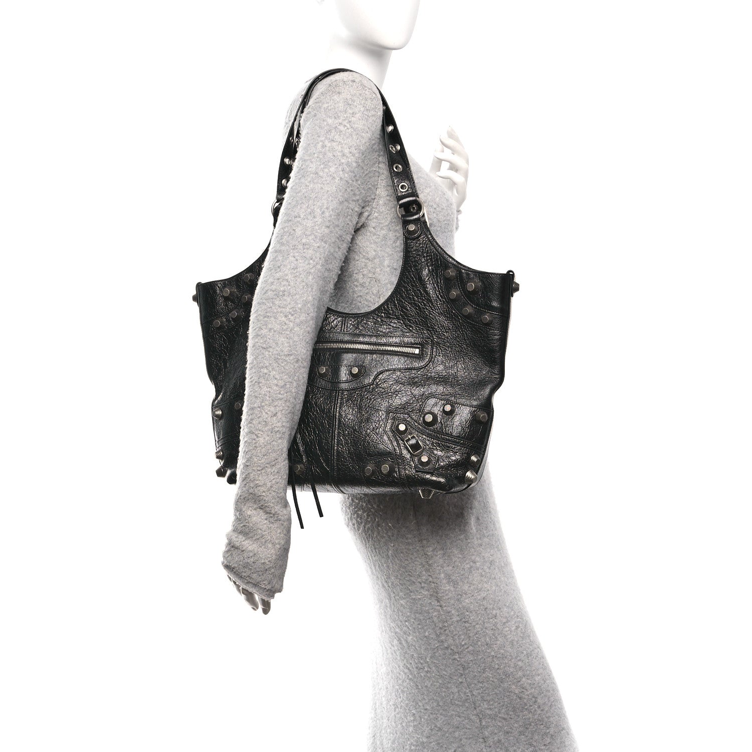 Balenciaga Agneau Arena Medium Le Cagole Carry All Bag Black