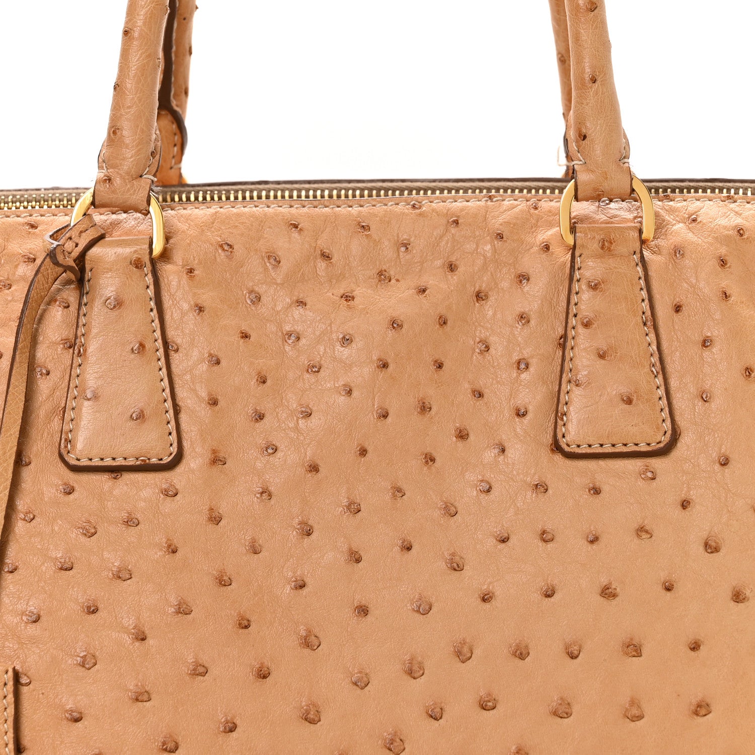 Prada Ostrich Large Galleria Double Zip Tote Cognac 1823724