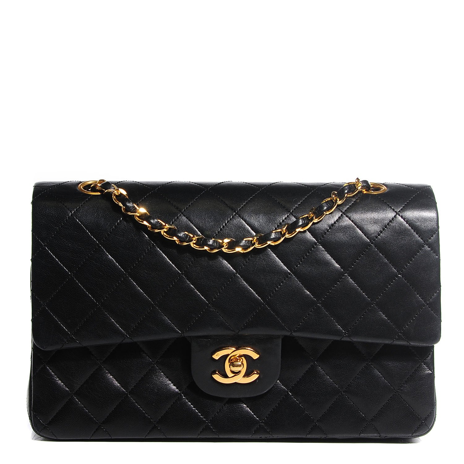 Chanel Lambskin Quilted Medium Double Flap Black 1 of 9