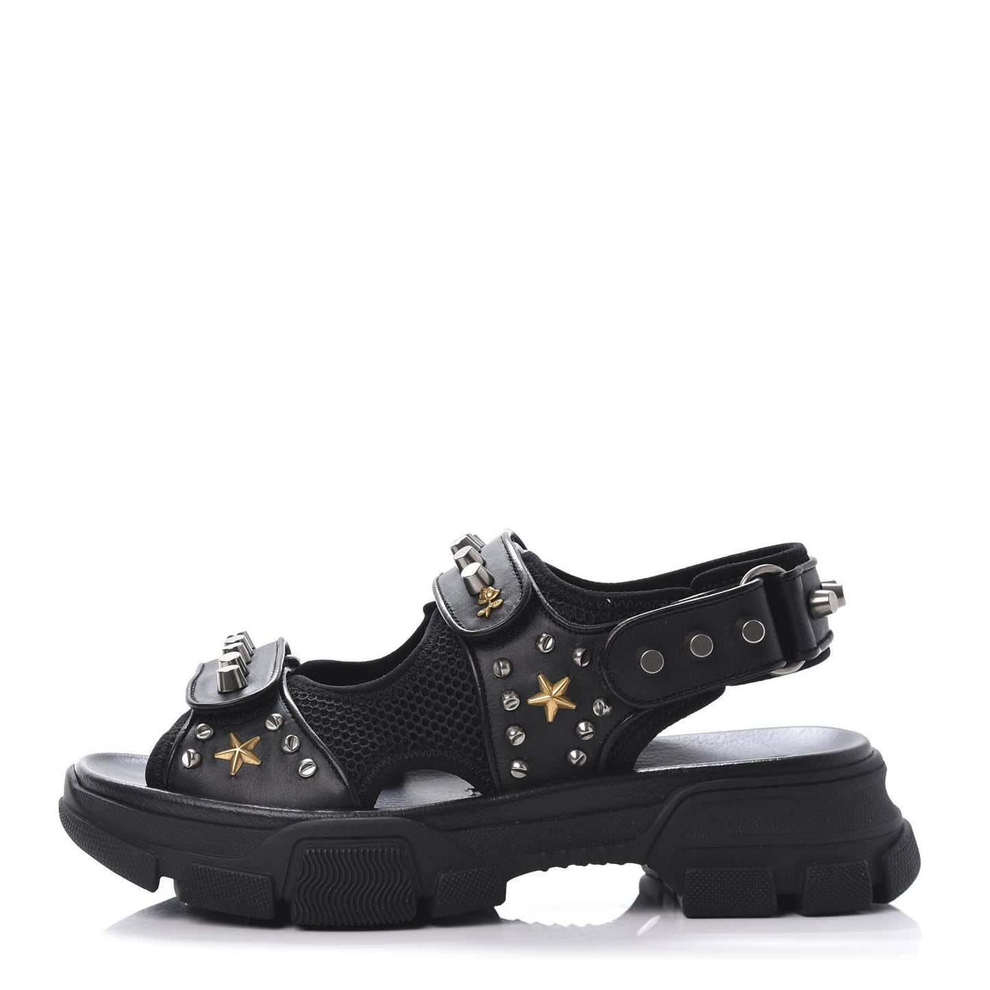 Nappa Mesh Studded Mens Aguru Sandals 6 Black
