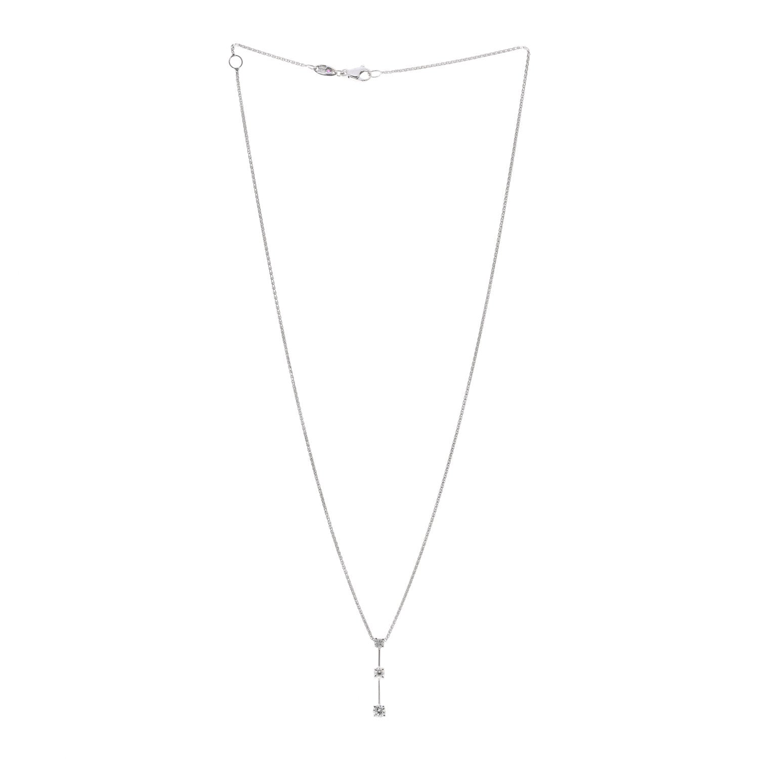 Roberto Coin 18K White Gold Three Diamond Drop Pendant Necklace 3 of 4