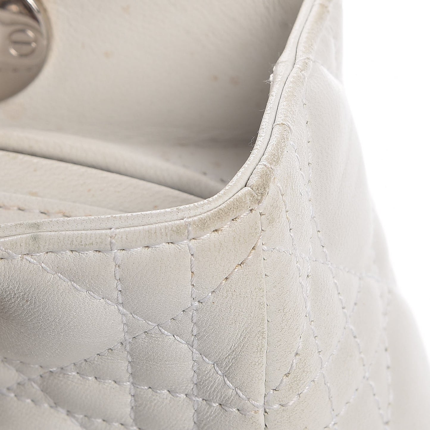 Lambskin Cannage Medium Lady Dior White