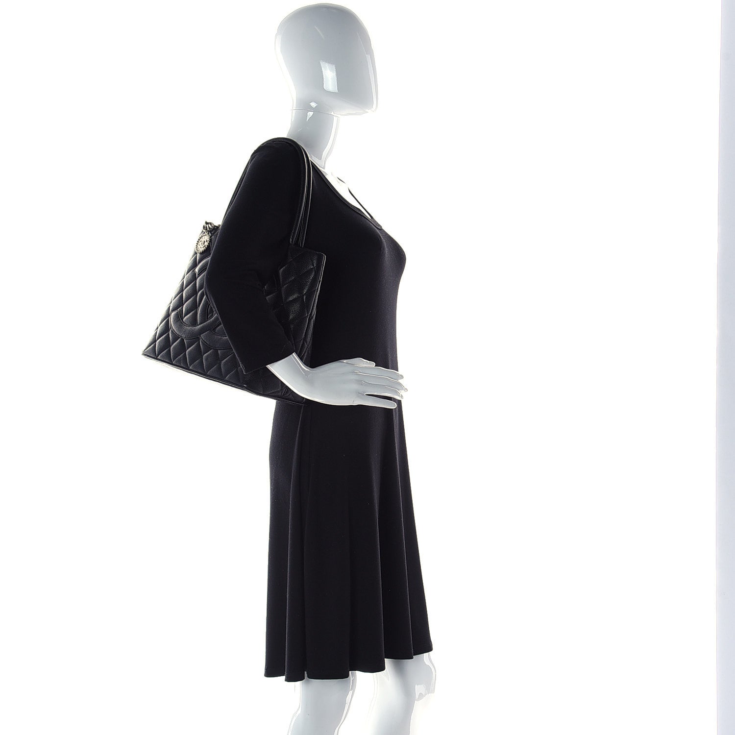 Chanel Caviar Quilted Medallion Tote Black 3 of 14
