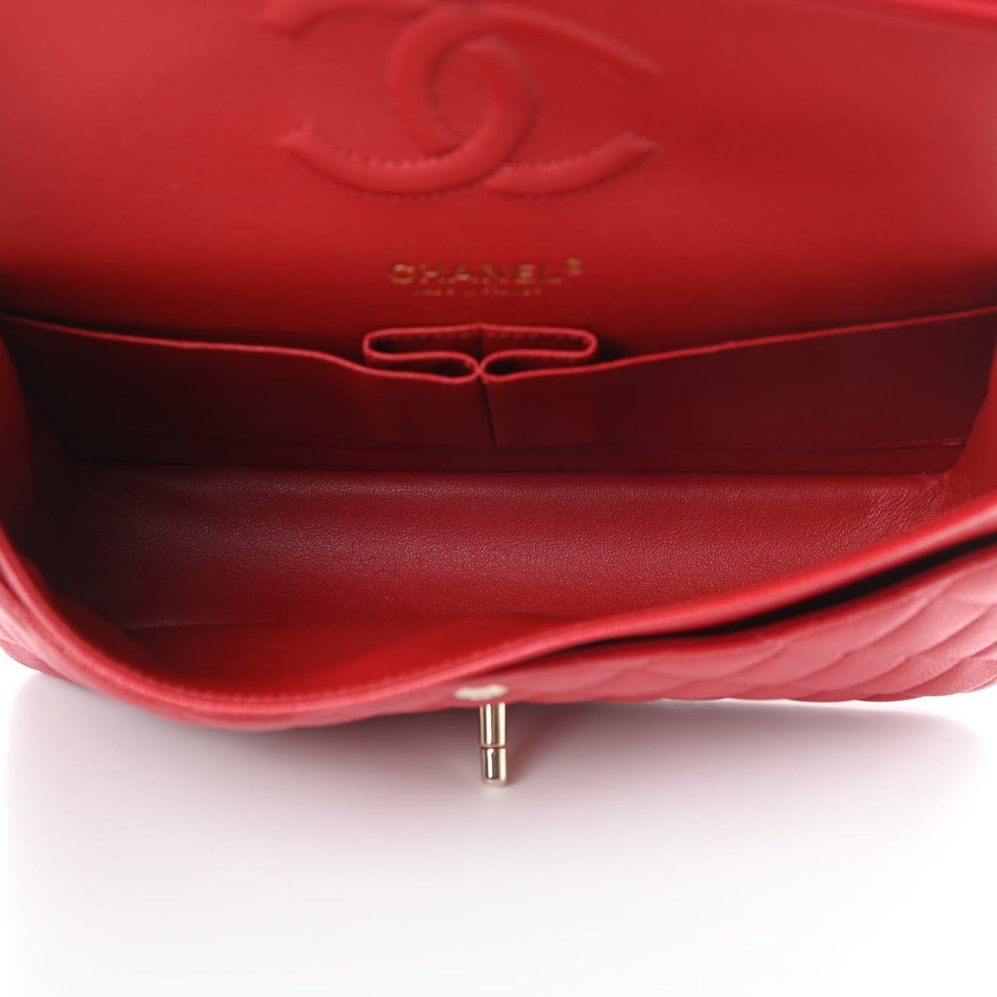 Caviar Quilted Medium Double Flap Red