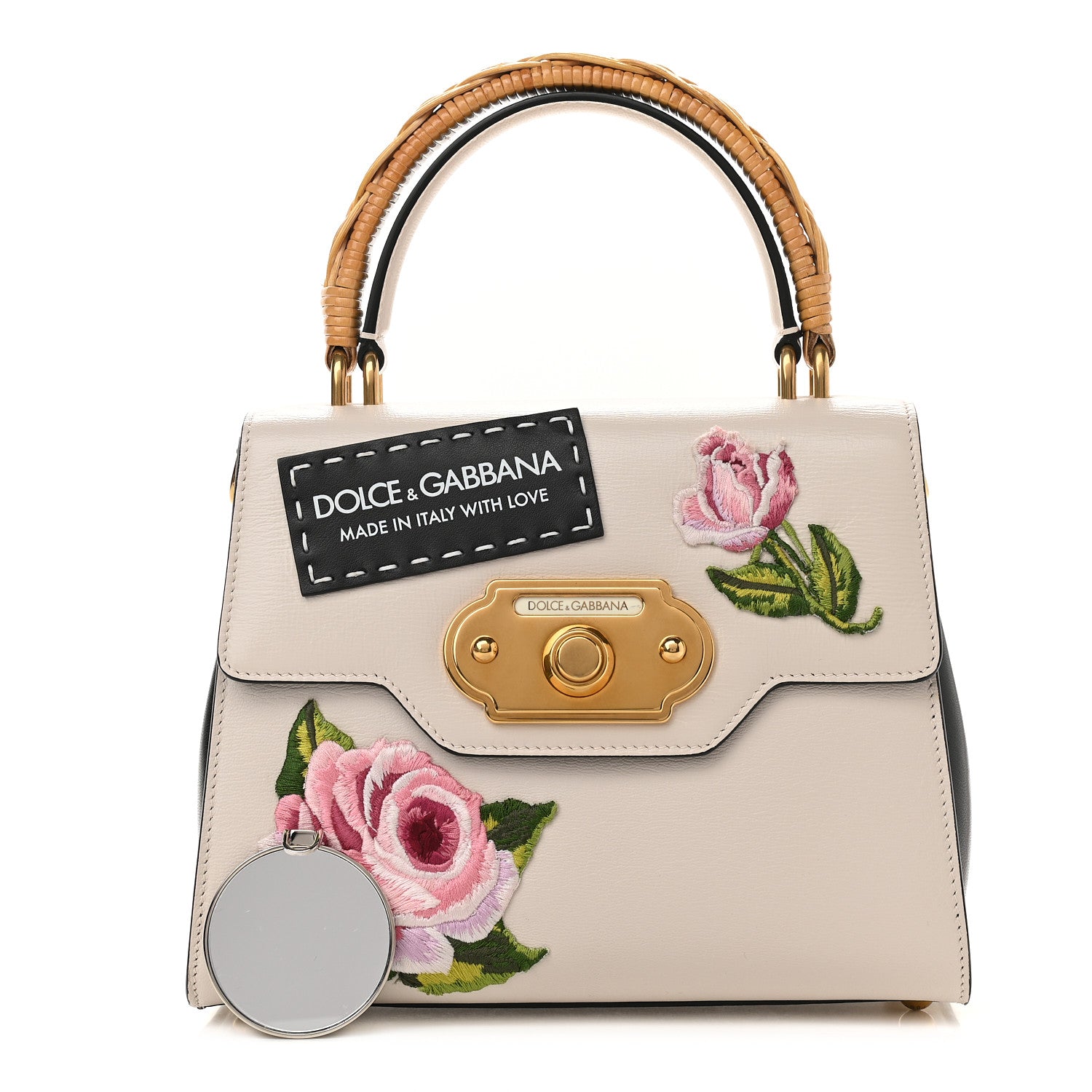 Dolce & Gabbana Calfskin Embroidered Welcome Satchel White 1 of 9